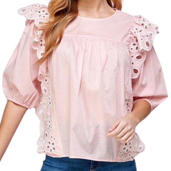 Pink Eyelet Blouse - Picture 1 of 3